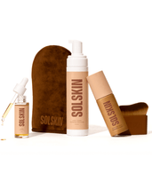 Tan Mousse, Drops, Shimmer, Mitt & Brush